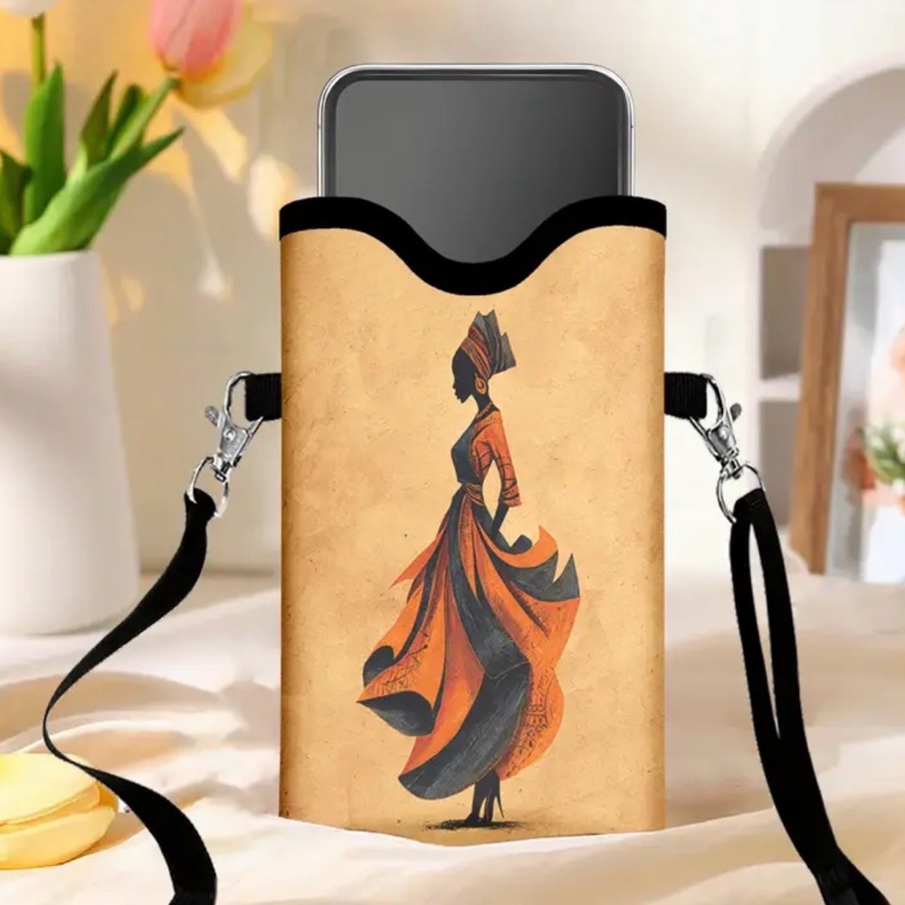 Stylish Orange and Black Crossbody Phone Bag